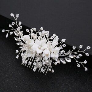 🆕Women Silver Bridal Clip Flower Bridesmaids Hair Vine Crystal Hair Comb